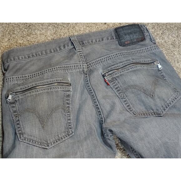 Levi's 569 Loose Straight Gray Jeans 32x32 Faded Distressed Zipper Pockets - Picture 6 of 9